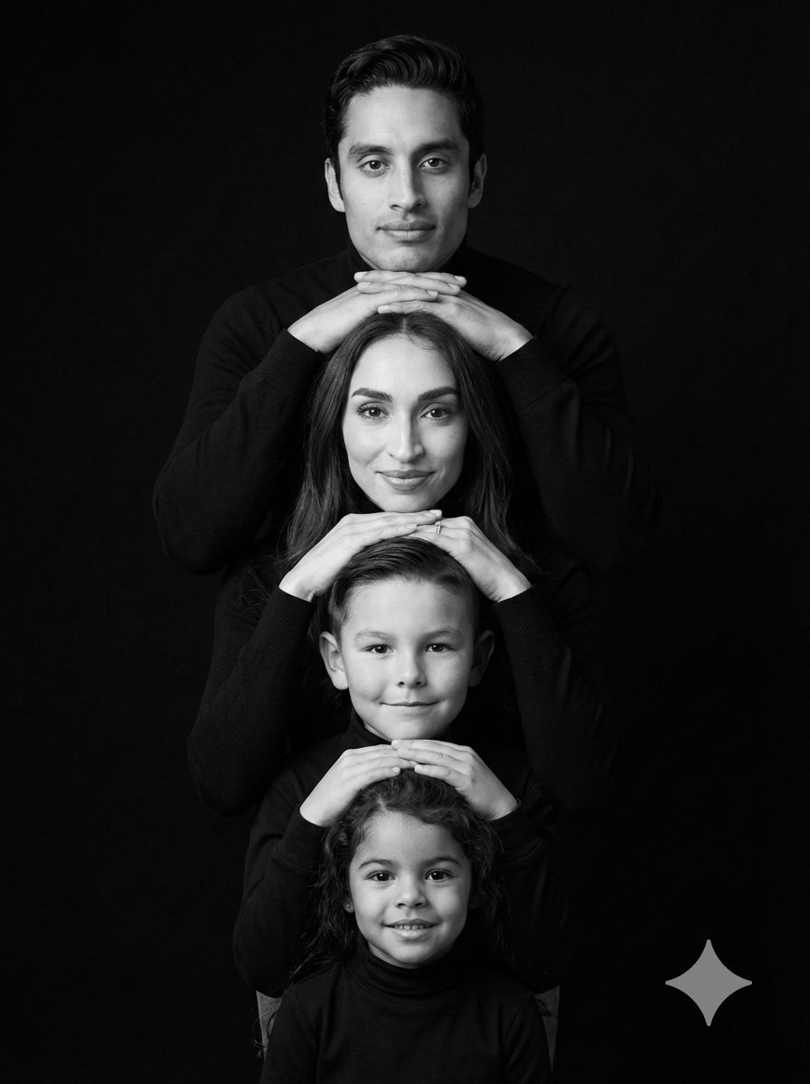 Hyperrealistic 4-Person Family Portrait