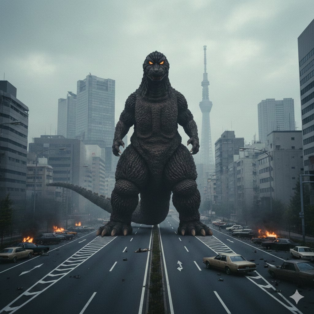 Godzilla in Tokyo Skytree District, 70s Style — example 2