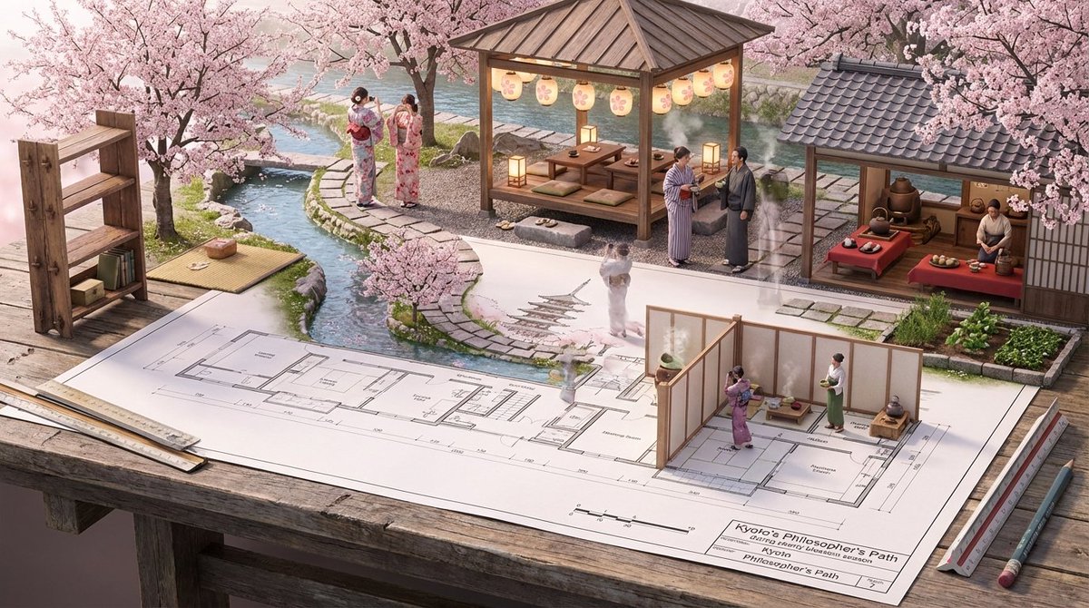 Architectural Blueprint to Miniature Japanese Inn Scene — example 3