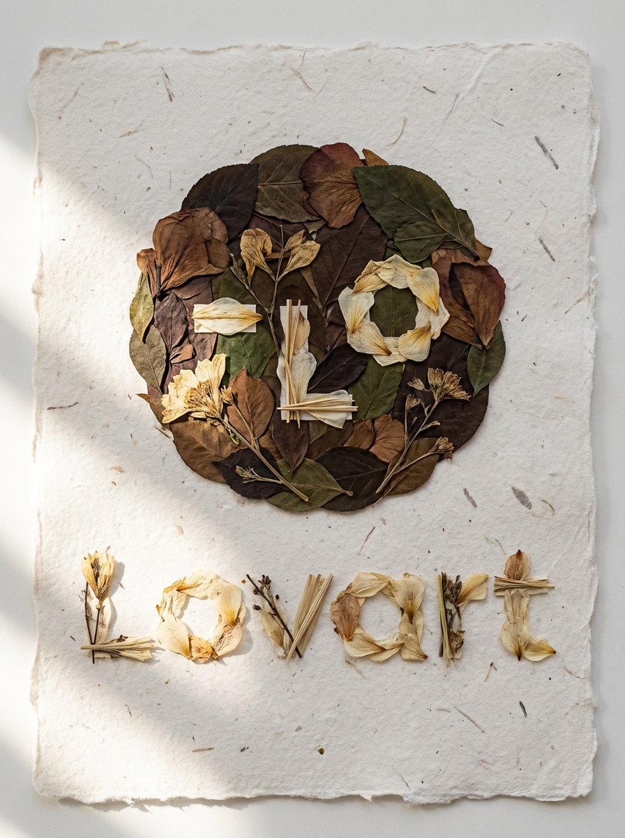 Pressed Flower Logo Flat Lay Composition — example 1