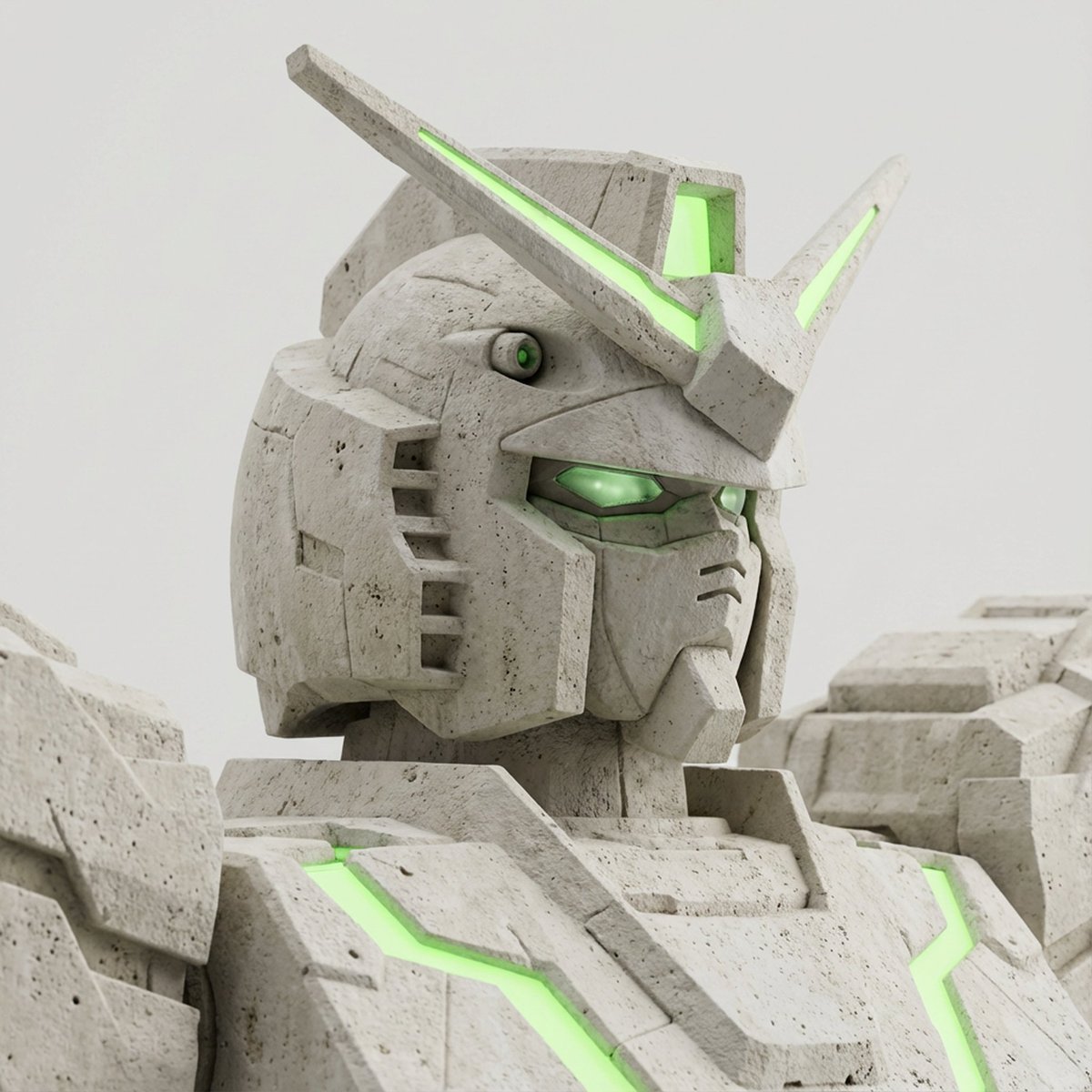 Limestone Sculpture with Neon Glow Prompt — example 1