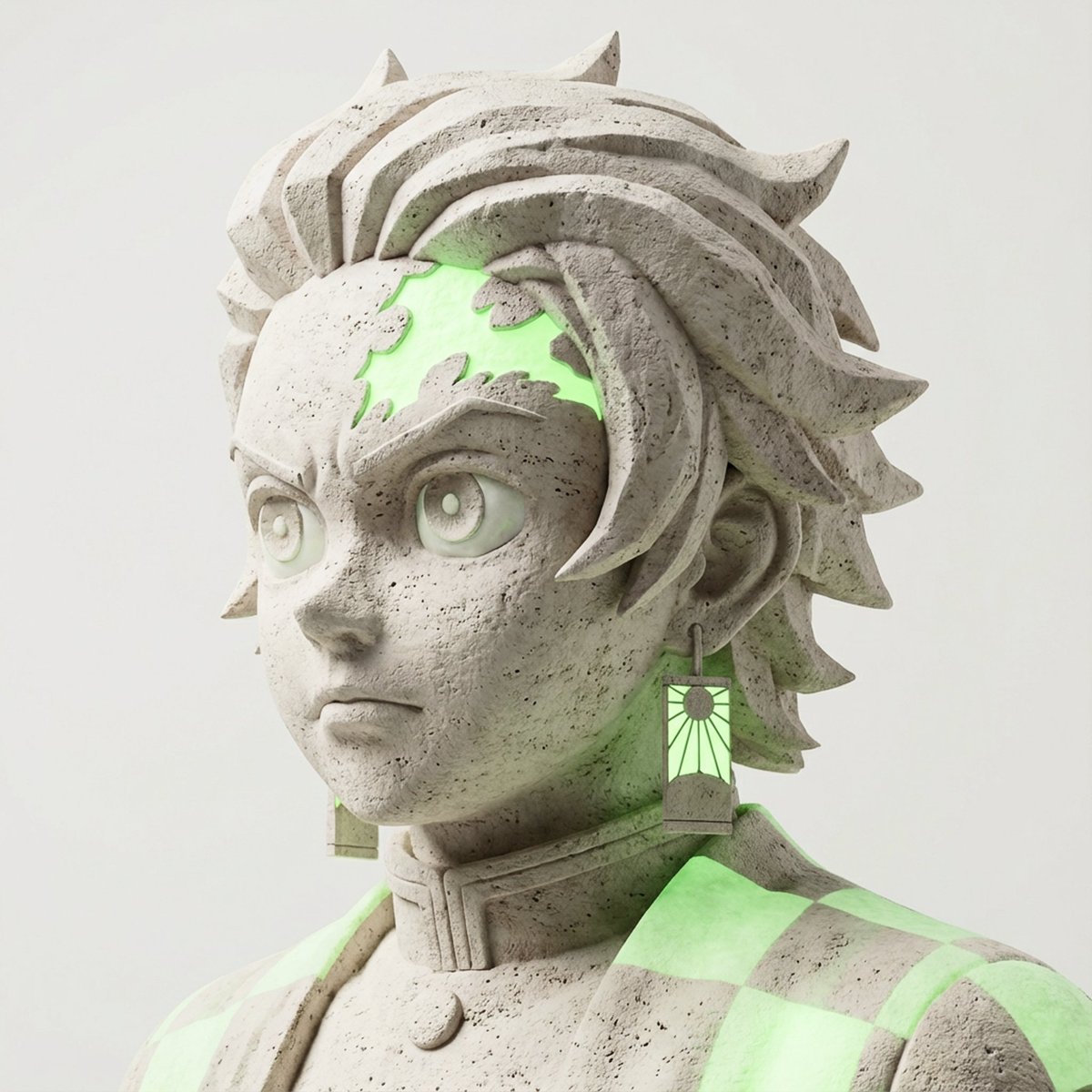 Limestone Sculpture with Neon Glow Prompt — example 2