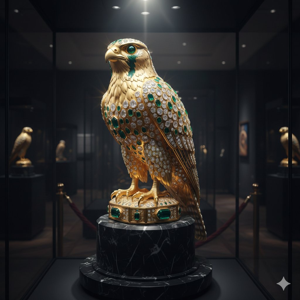 Ornate Gold Falcon Sculpture Prompt