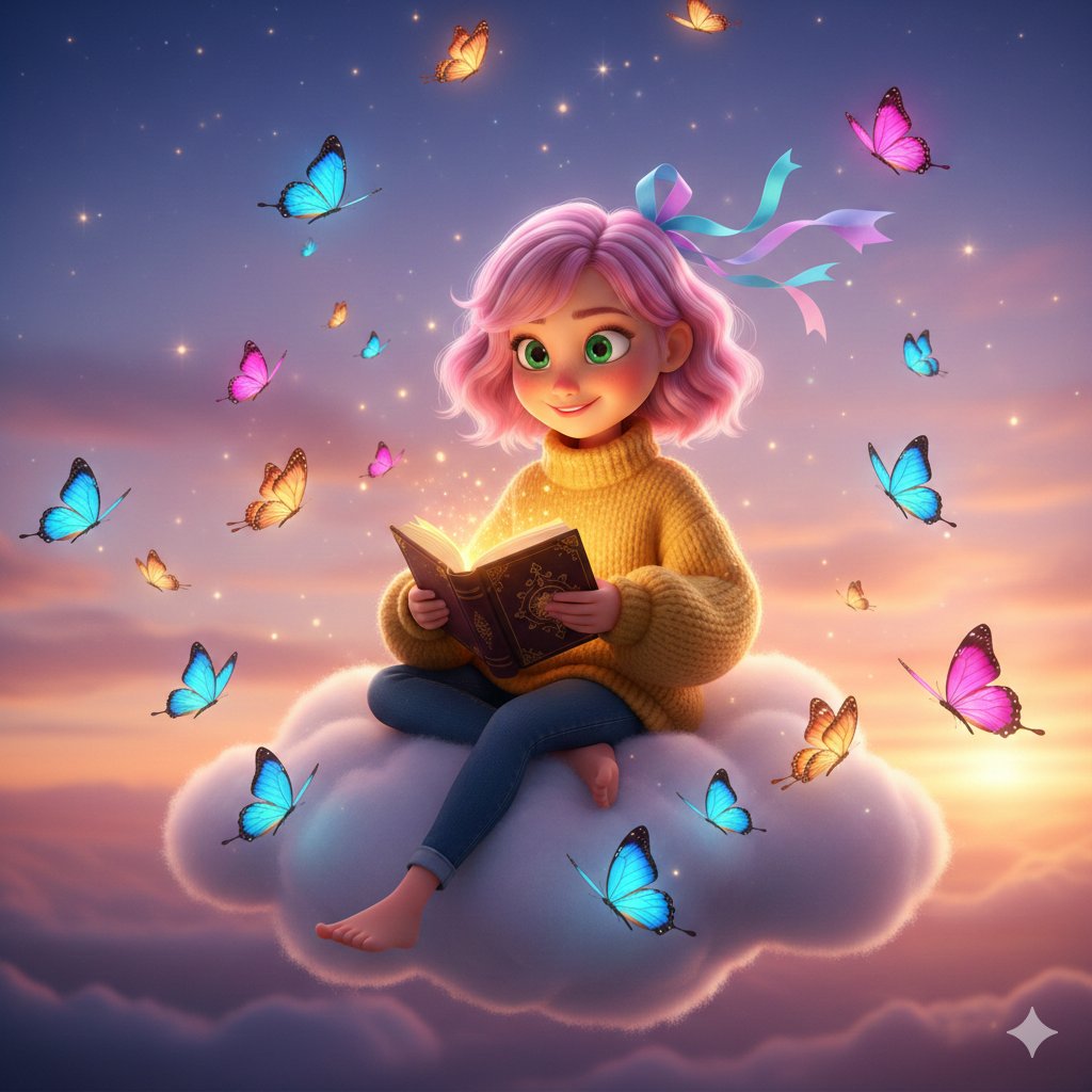 Pixar-Style Girl on a Floating Cloud — example 1