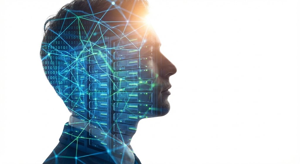 Double Exposure Portrait of an AI Engineer — example 1