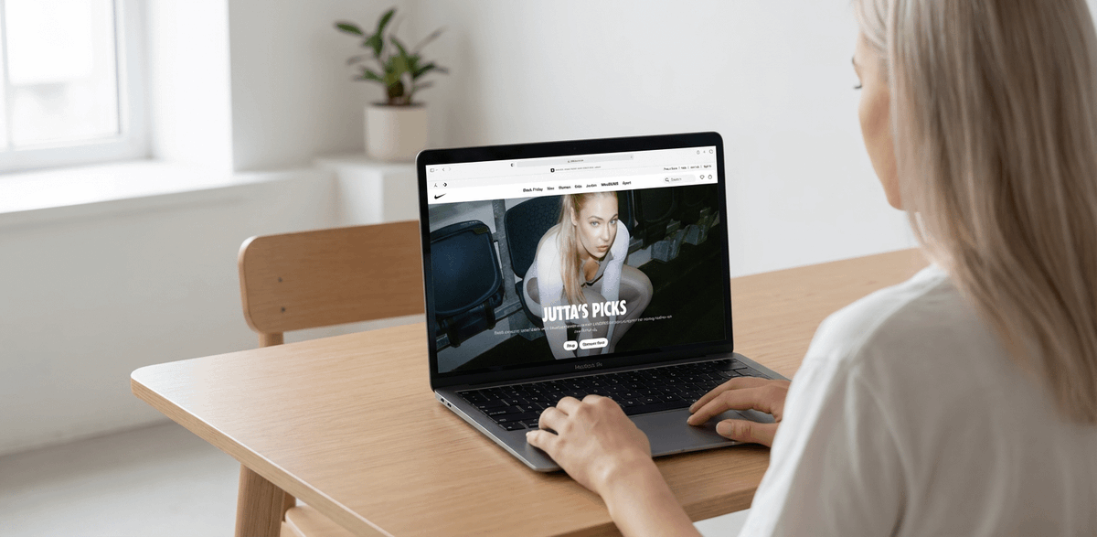 MacBook Mockup with User from Behind — example 1