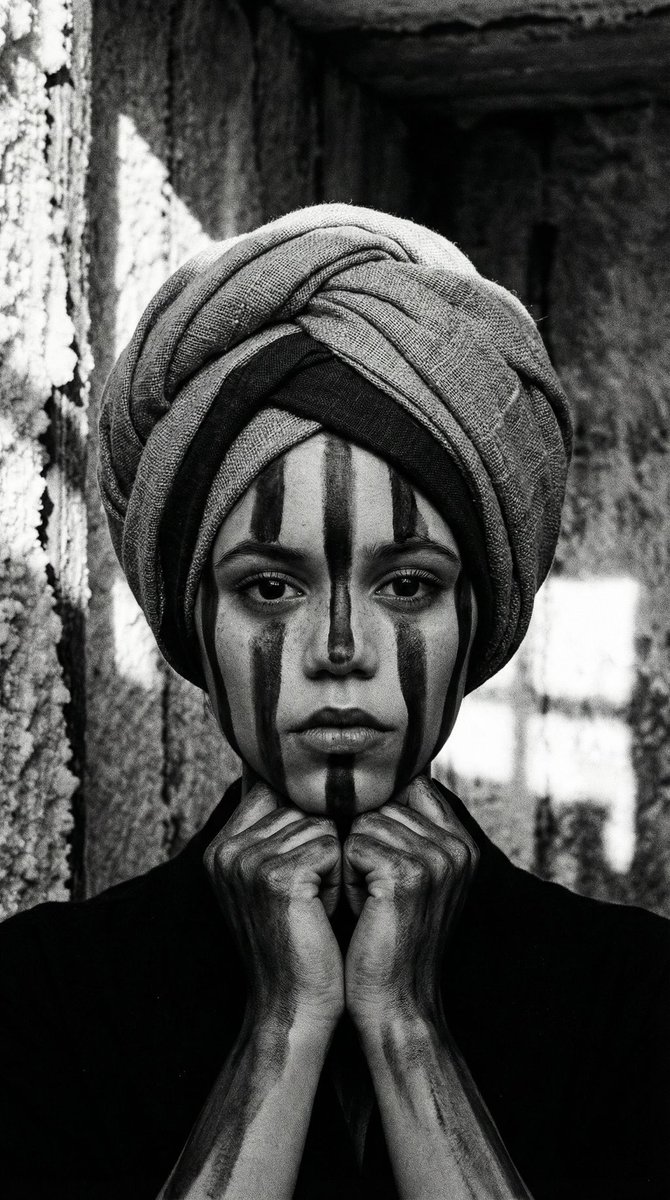 Monochrome Avant-Garde Portrait: Obsidian Ritual — example 2