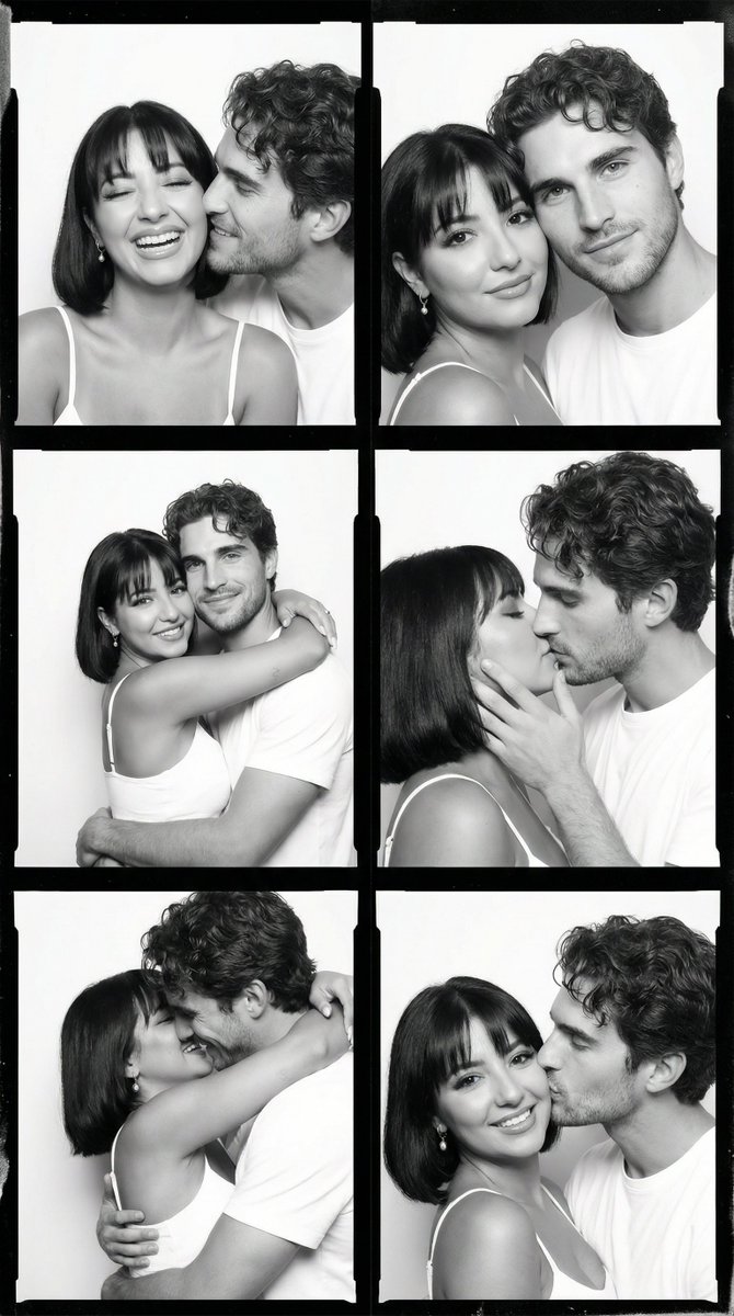 Black and White Film Contact Sheet of Intimate Couple — example 1