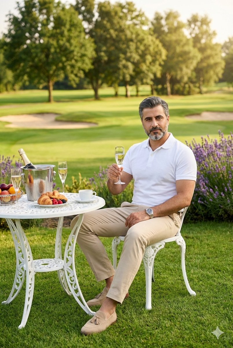 Luxury Outdoor Breakfast Scene on a Golf Course — example 1