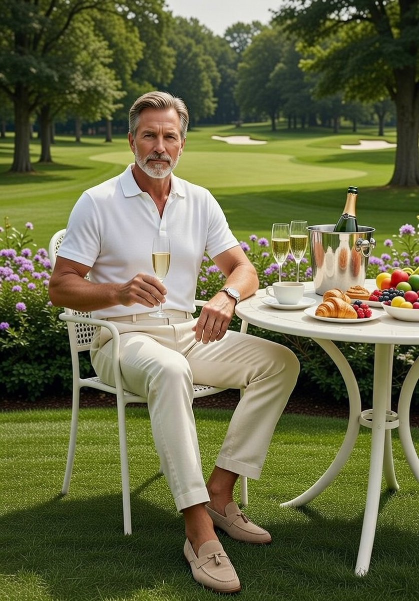 Luxury Outdoor Breakfast Scene on a Golf Course — example 2
