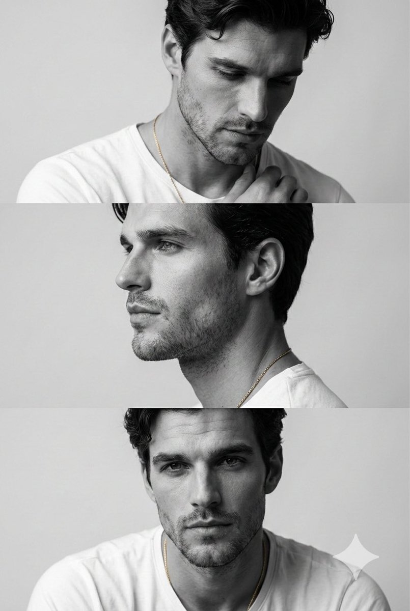 Monochrome Fashion Editorial Triptych of Young Man — example 1
