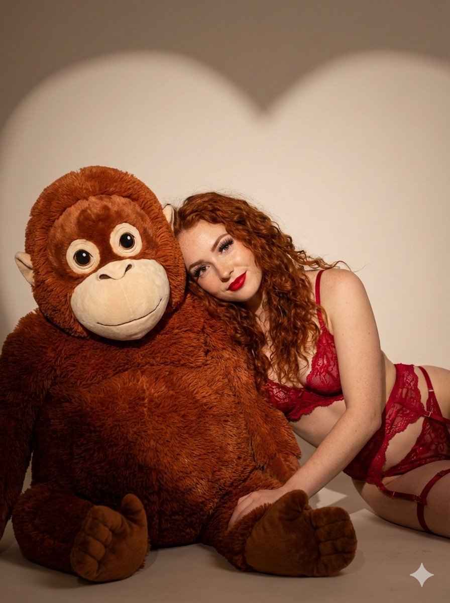 Intimate Portrait with Giant Stuffed Orangutan — example 1