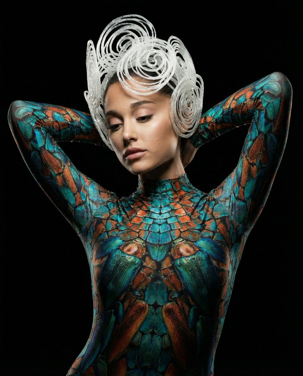 Hyper-Realistic Avant-Garde Fashion Portrait: Cellular Elegance — example 2