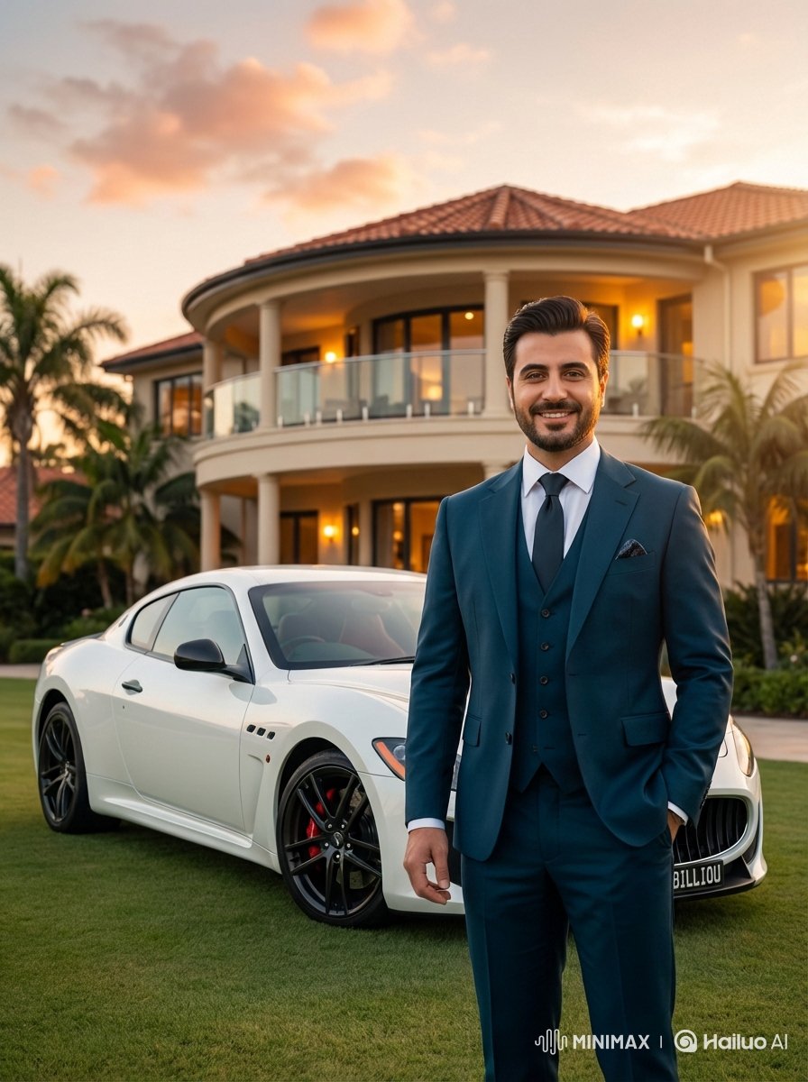 Luxurious Lifestyle Portrait with Maserati and Mansion — example 2