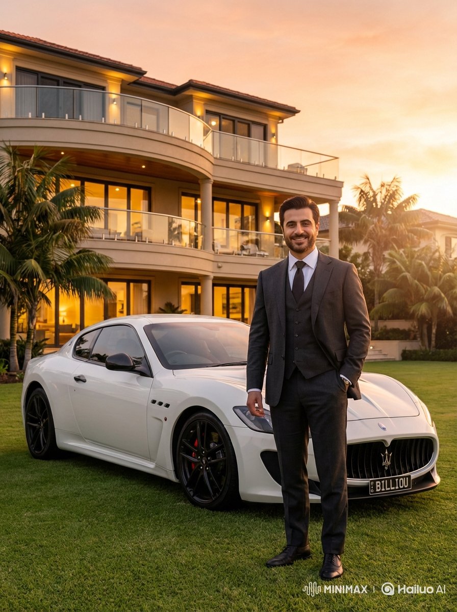 Luxurious Lifestyle Portrait with Maserati and Mansion — example 3
