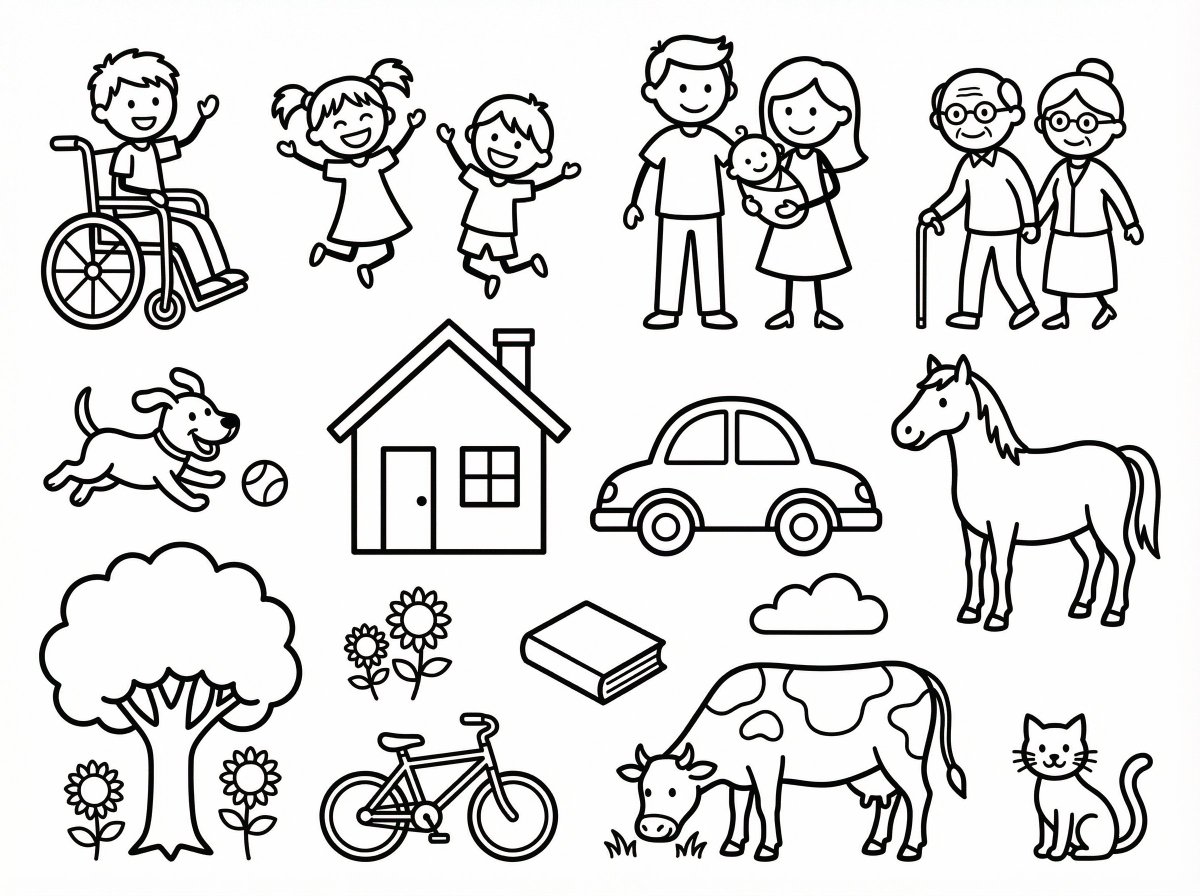 Simple Stick Figure Coloring Book Clipart — example 1