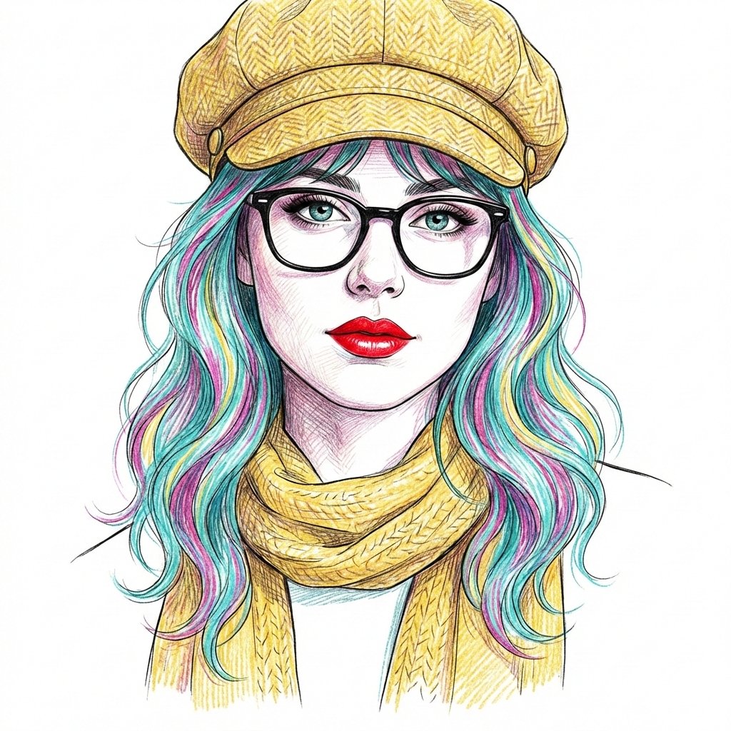 Digital Line Art Portrait Illustration — example 1