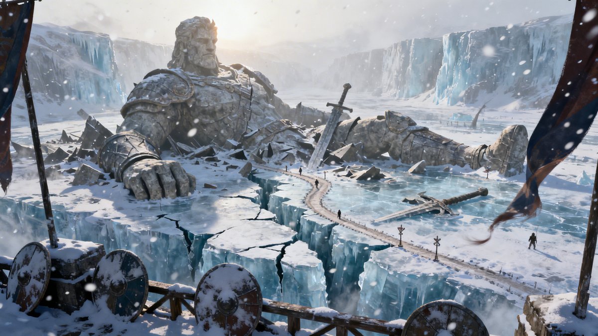 Frozen Valley of Fallen Titans Concept Art — example 1