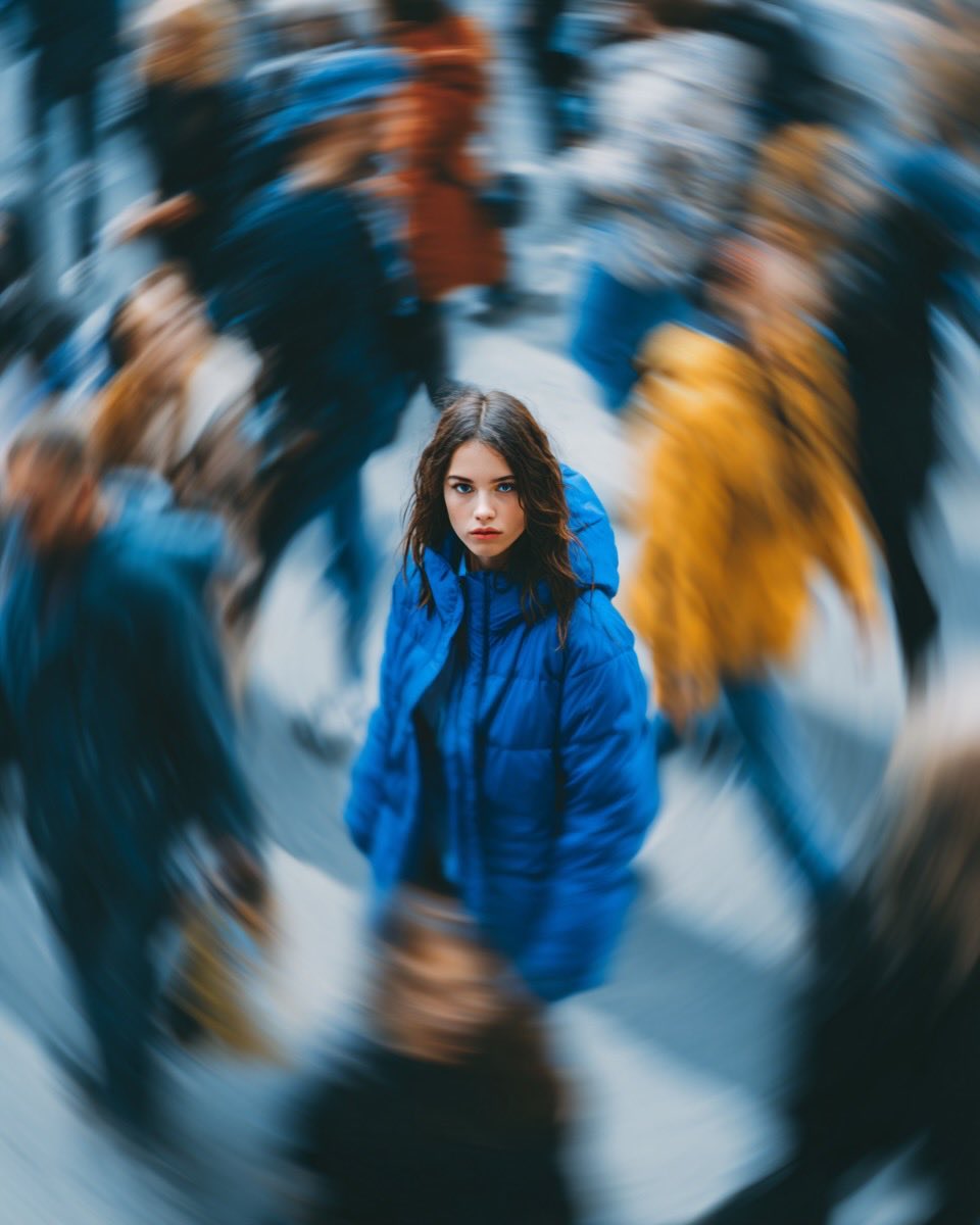 Cinematic Street Portrait of Woman in Puffer Jacket (3 Variations) — example 3