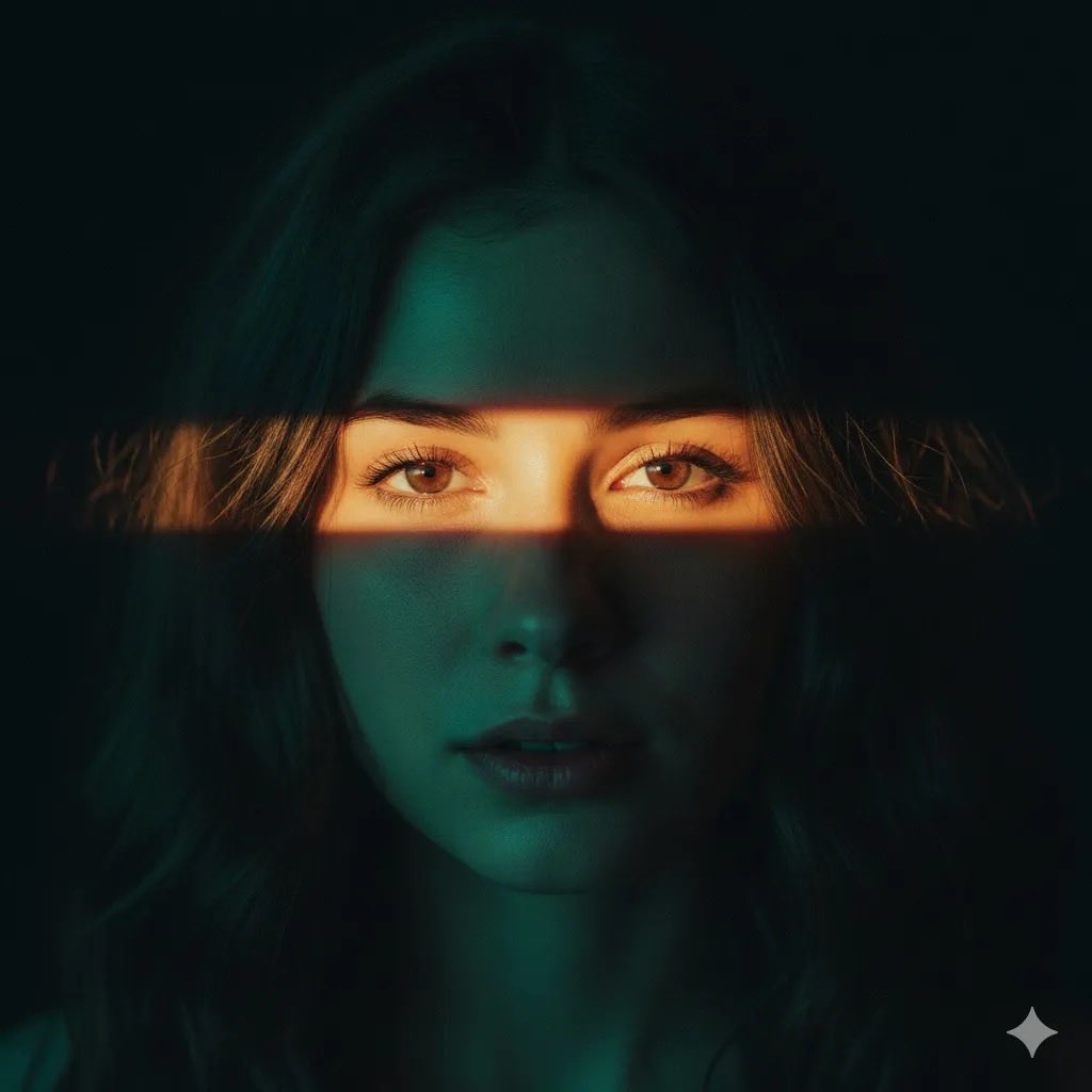 Cinematic Portrait with Dramatic Light Strip — example 2