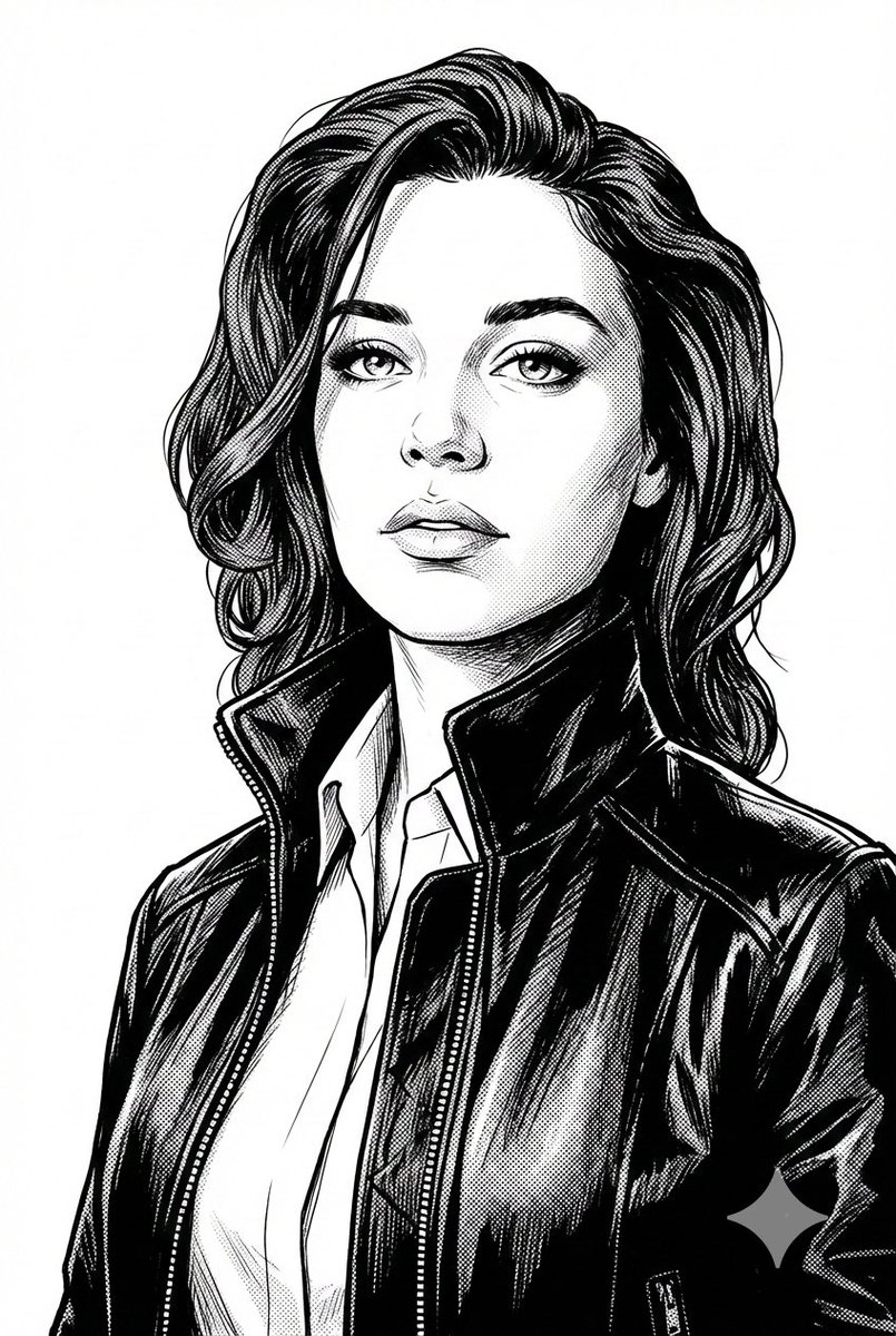 Black and White Digital Illustration Portrait — example 1