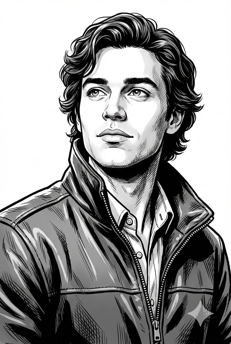 Black and White Digital Illustration Portrait — example 2