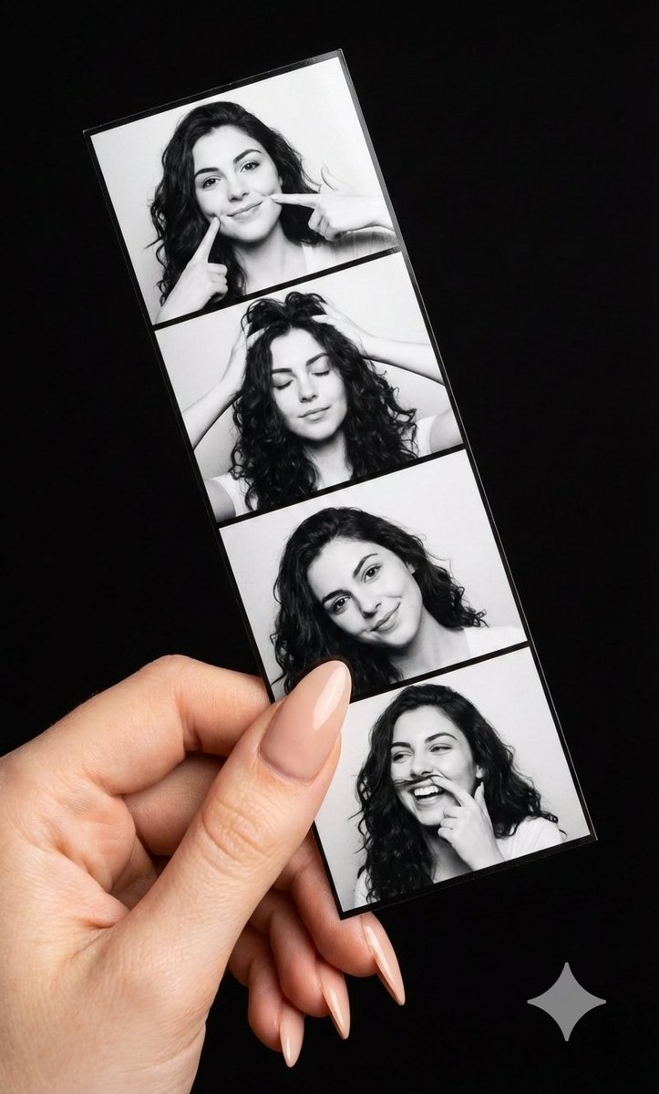 Black & White Photo Booth Strip with Hand — example 1