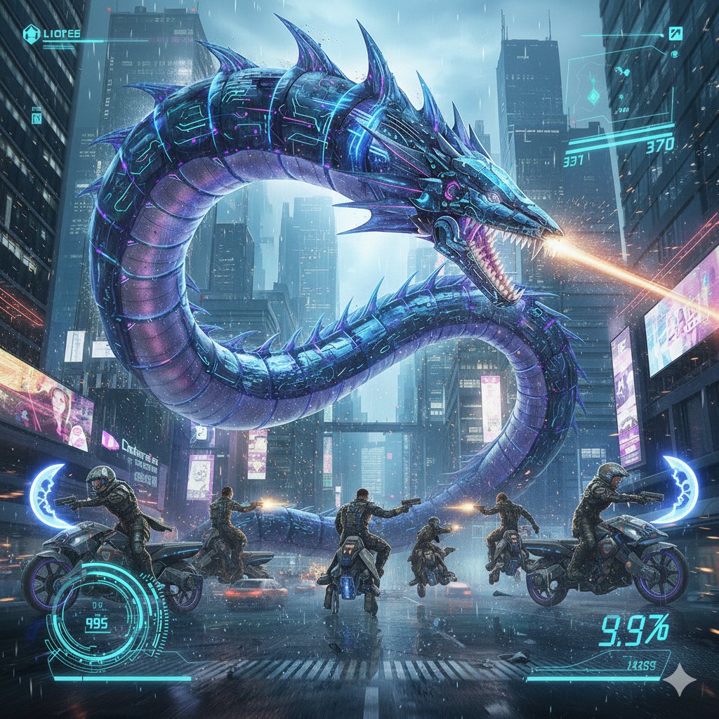 Nano Banana Pro Prompt: Final Fantasy Leviathan vs Player (Cyberpunk) — example 2