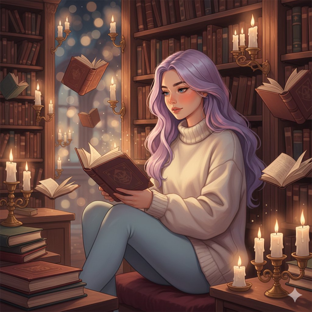 Whimsical Magical Library Digital Painting Prompt — example 1