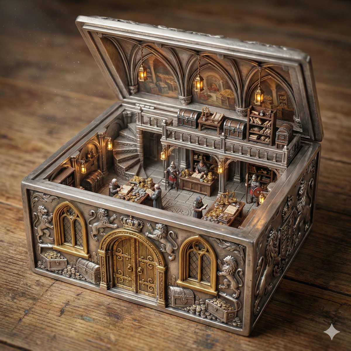 Ornate Box Diorama of a Royal Treasury Counting Room — example 1