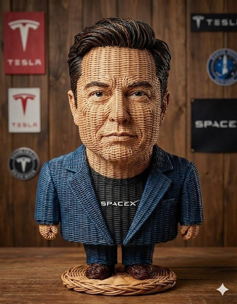 Stylized Wicker Caricature Figurine — example 1