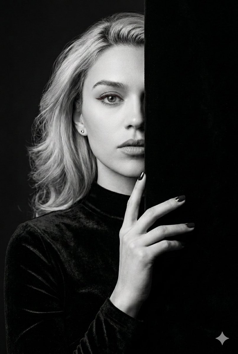 Black and White Studio Portrait with Identity Preservation — example 1
