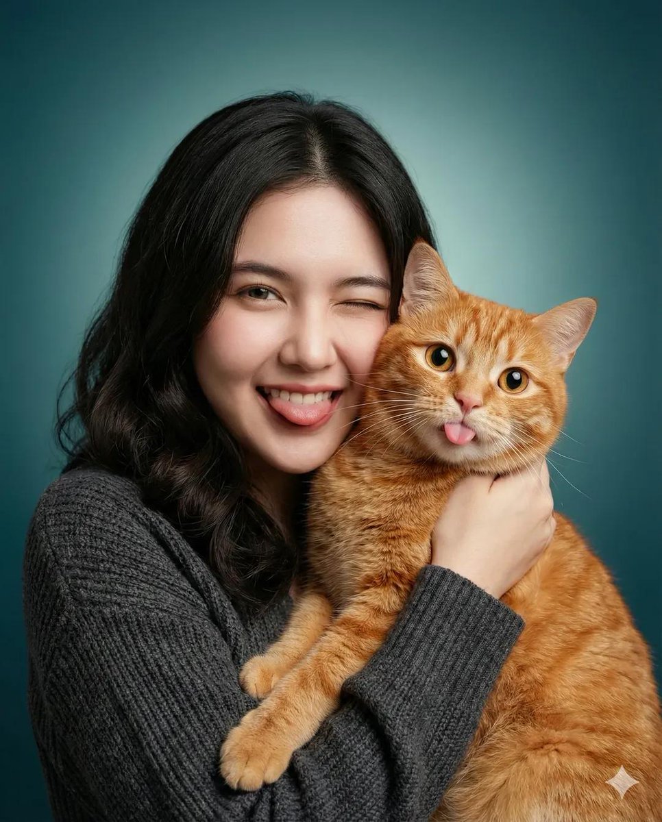 Heartwarming Studio Portrait of Woman and Cat — example 1