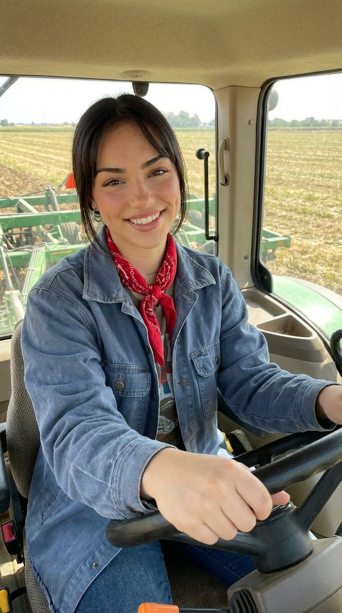 Detailed Character Prompt: Young Woman Driving a Tractor — example 2
