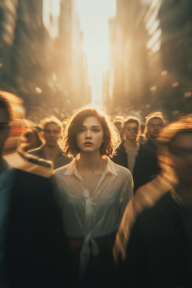 Cinematic Conceptual Portrait with Radial Motion Blur — example 1