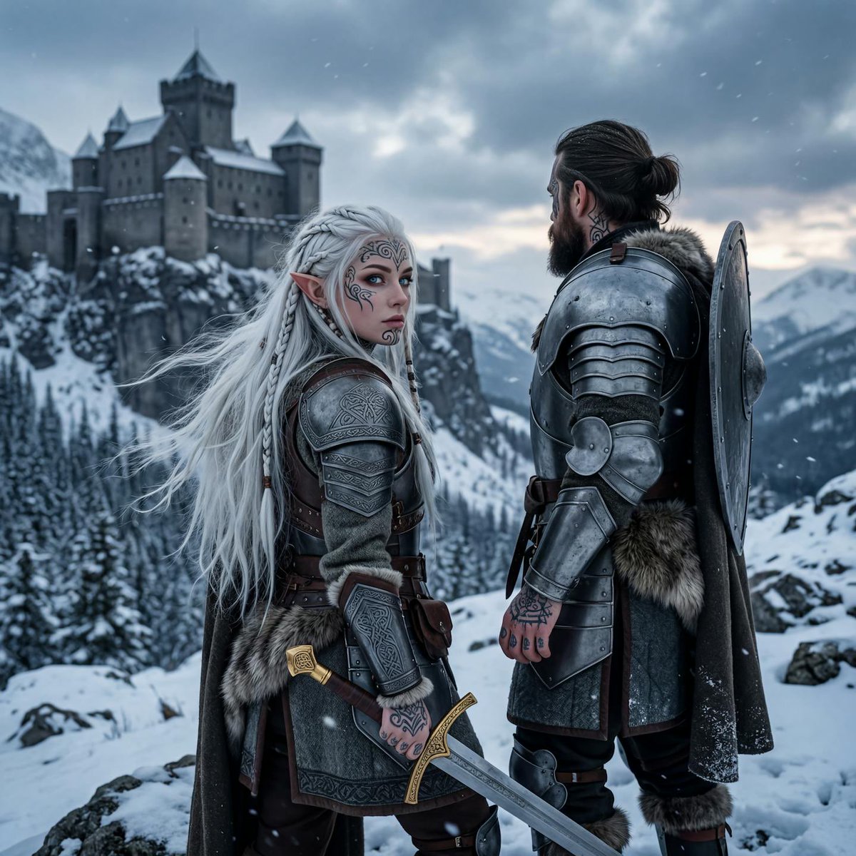 Hyperrealistic Tattooed Elf Couple — example 1