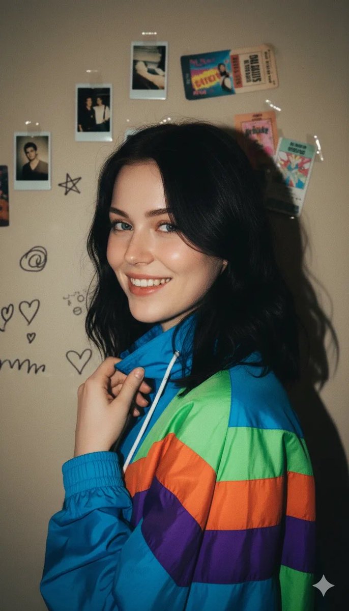 90s Retro Windbreaker Portrait with Harsh Flash (Two Prompts) — example 2