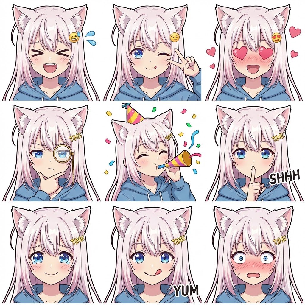 LINE Sticker Generation Prompt with Emojis — example 2