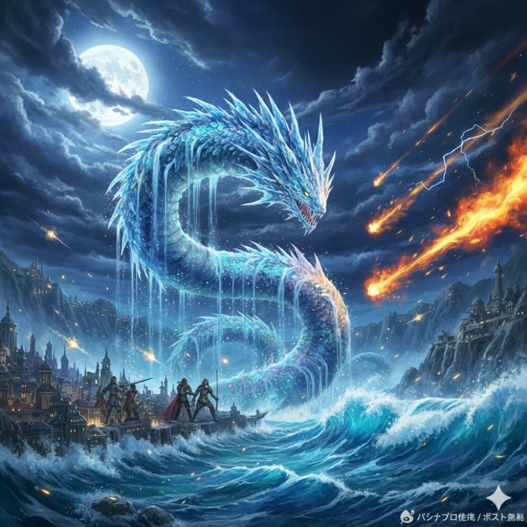 Image Generation Prompt: Nishimura Mizuki and Leviathan — example 3