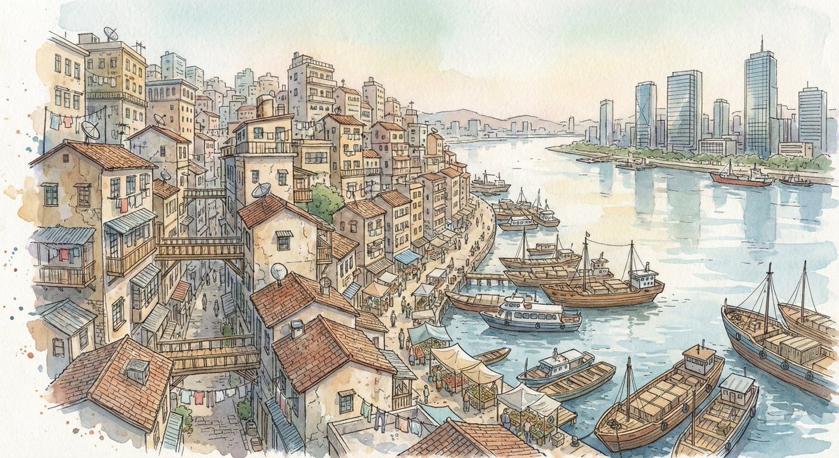 Fantasy Watercolor City Illustration Prompt — example 1