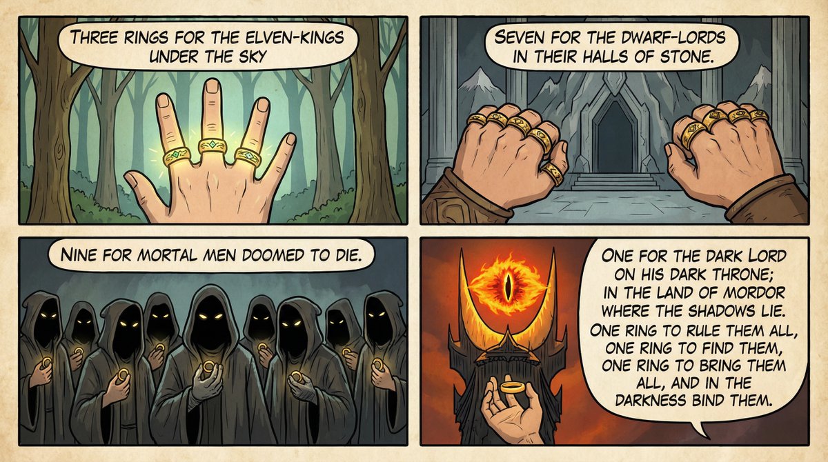 Cel-Shaded Comic Strip Prompt for LOTR Poem — example 2