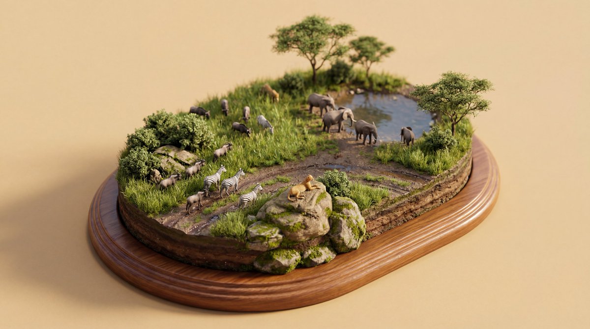 4K Wildlife Habitat Diorama Prompt — example 4