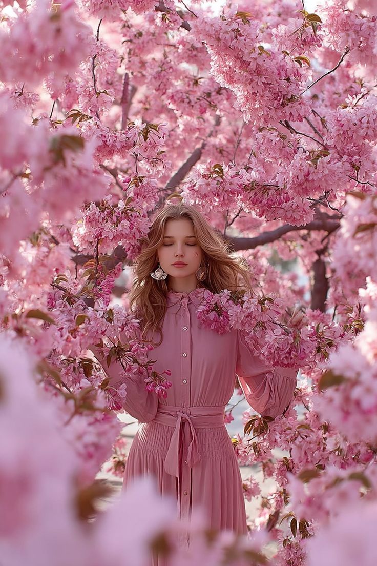 Dreamy Cinematic Portrait under Cherry Blossoms — example 1