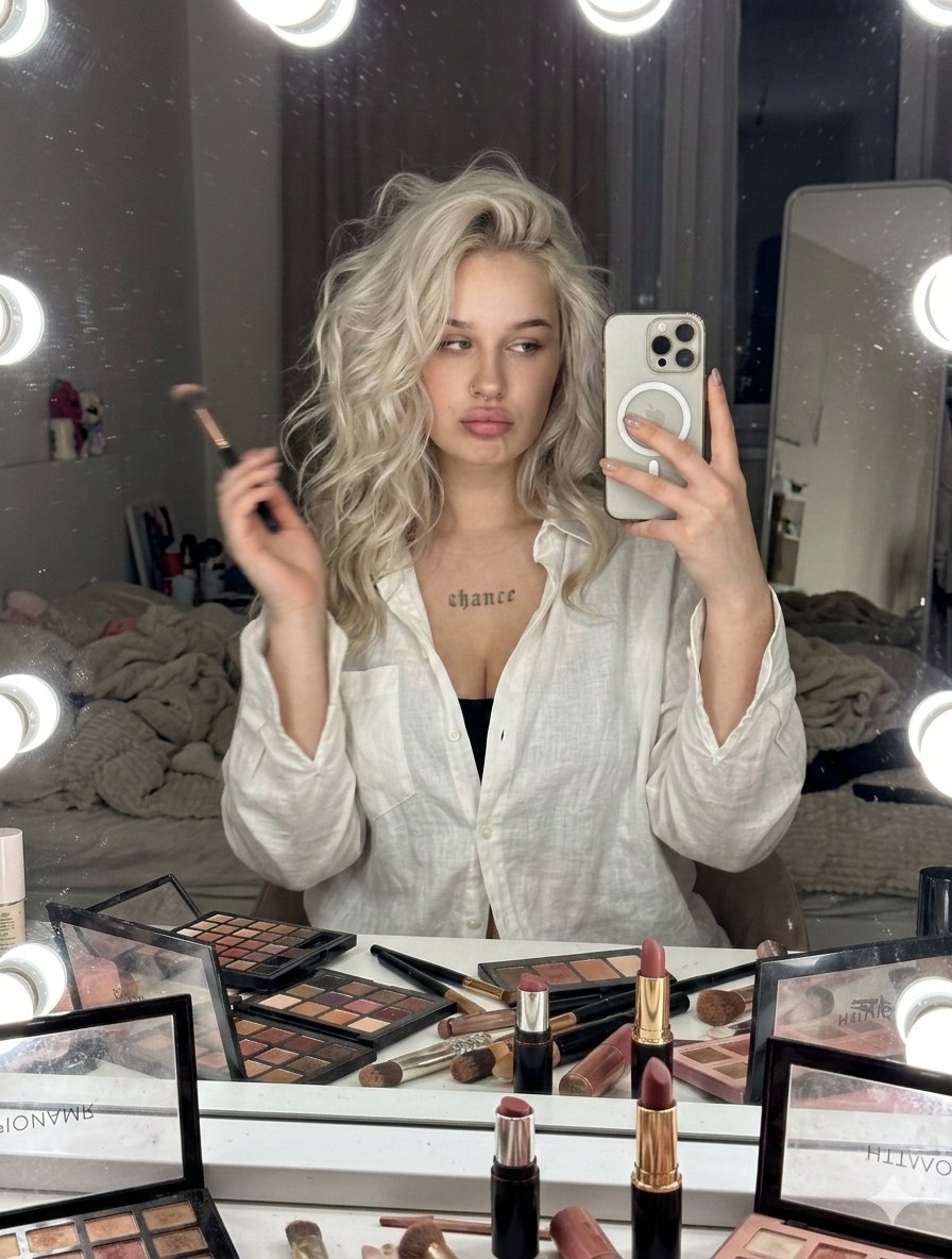 Raw iPhone Candid Vanity Mirror Selfie — example 1