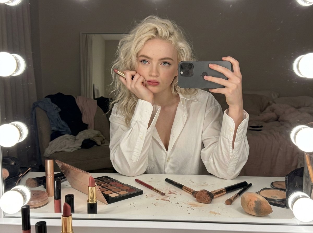 Raw iPhone Candid Vanity Mirror Selfie — example 2