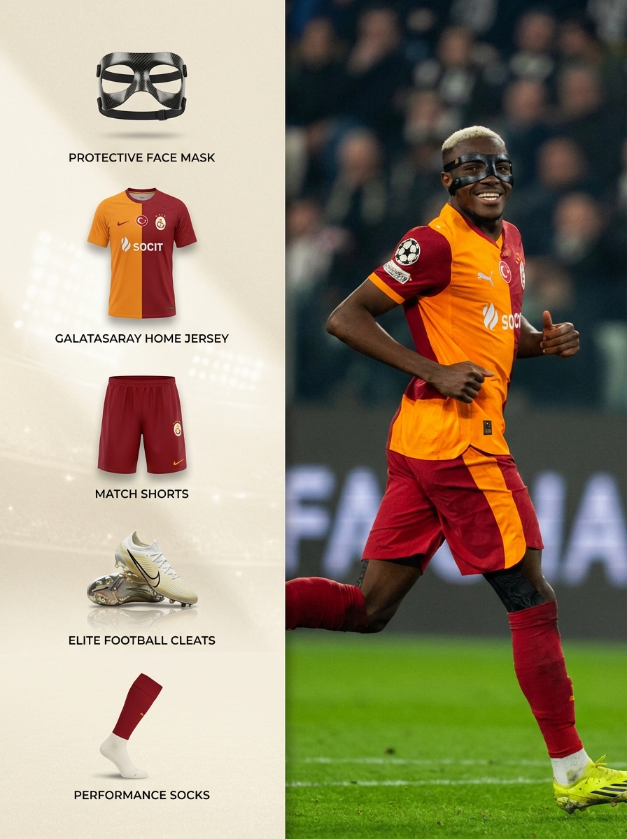 Sports Equipment Infographic Layout of Victor Osimhen — example 1