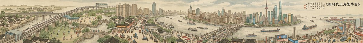 Panoramic Cityscape in Qingming Festival Scroll Style (8:1 Aspect Ratio) — example 2