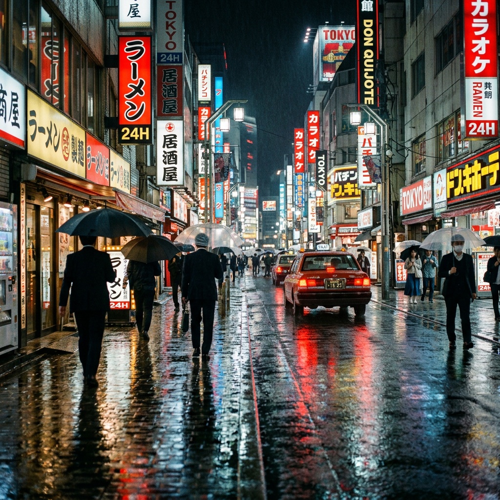 Cinematic Tokyo Street at Night — example 1