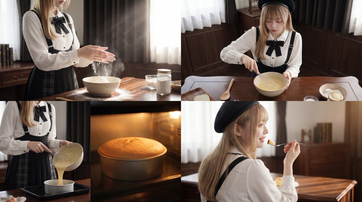 Cinematic Cake Making Process Video Prompt — example 1