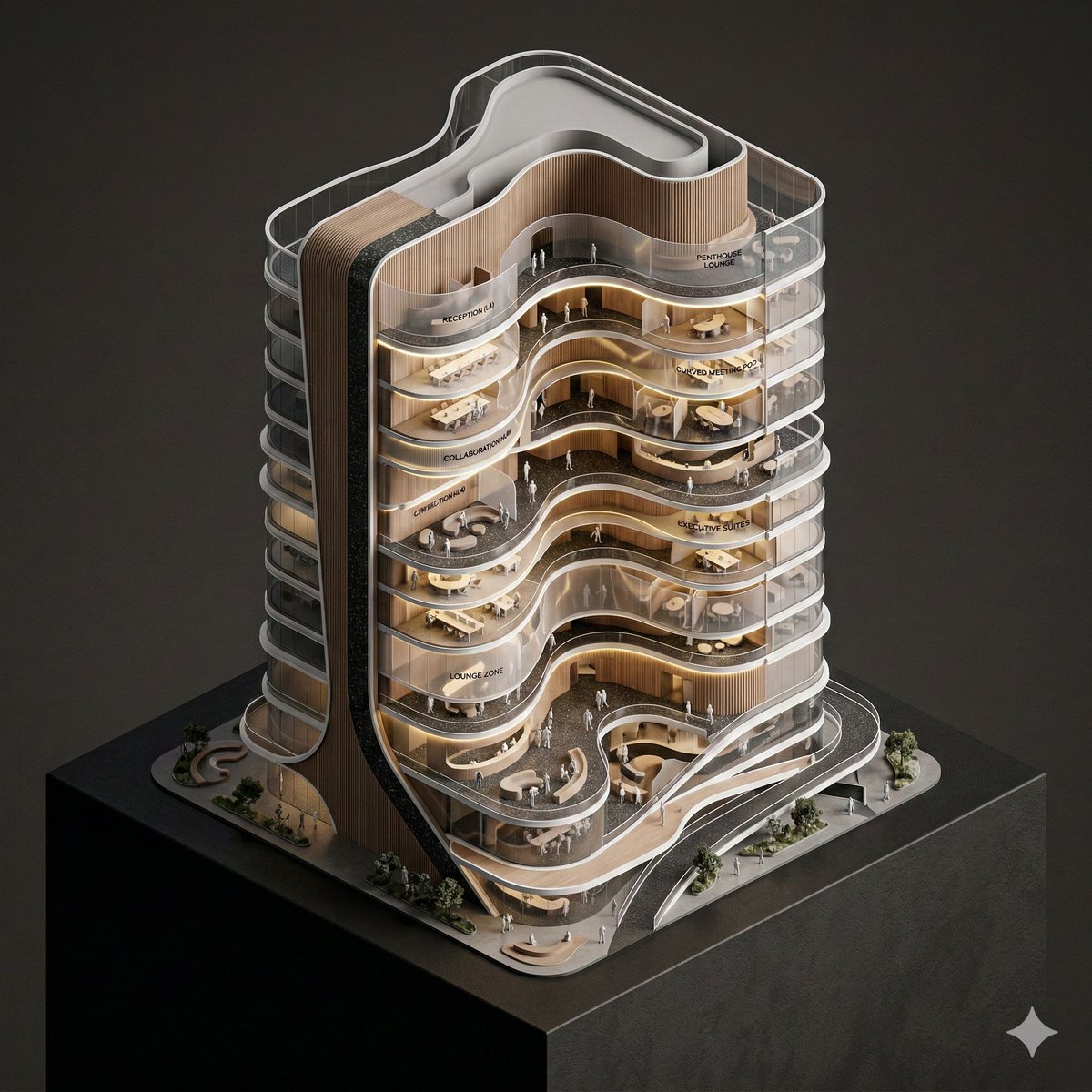 Conceptual Isometric Office Tower Model